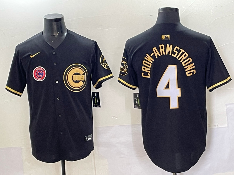 Men Chicago Cubs #4 Crow Armstrong black Nike MLB 2025 Jersey 02